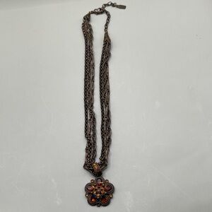 1928 Vintage Inspired Elegant Bronze Necklace with Amber Accents Stunning 1928